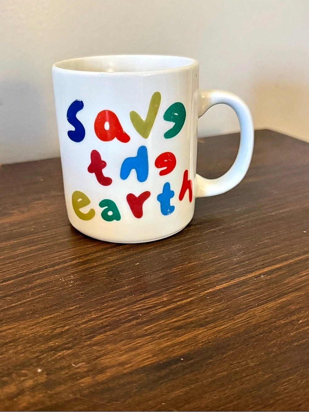 Save the Earth8White & Multicolor Color Block Ceramic Mug